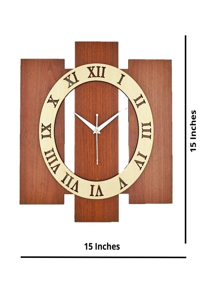 Nozvera Decorative Silent Non-Ticking Wooden Wall Clock for Home Stylish Latest 15 Inch Designer Wall Clock for Home Living Room Bedroom Office Hall - Image 4